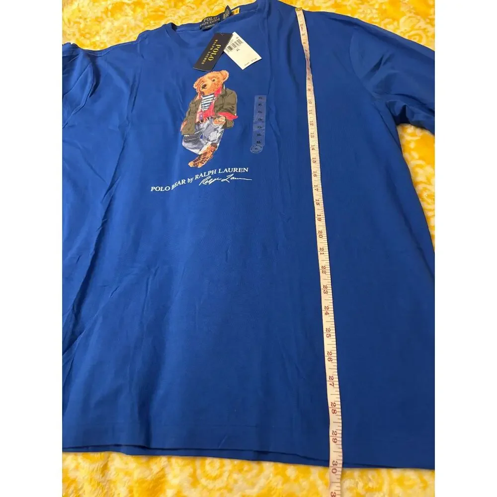 NWT Polo Ralph Lauren Men's XL Long Sleeve T-Shirt Blue Polo Bear Graphic